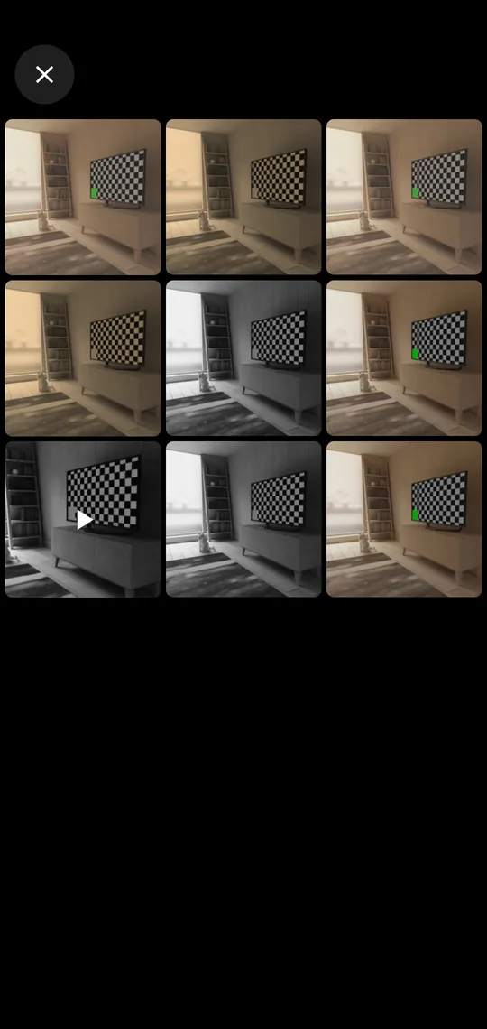 The in-app gallery listing photographs taken with mutaLens as a grid of thumbnails.